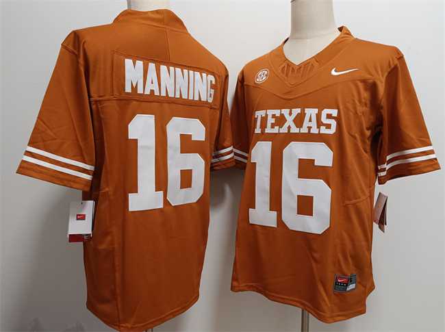 Mens Texas Longhorns #16 Arch Manning Orange F.U.S.E Stitched Jersey